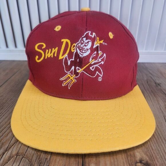VTG Arizona State Sun Devils Snapback Hat Cap Red Gold College Sport Mascot NCAA - Picture 2 of 10